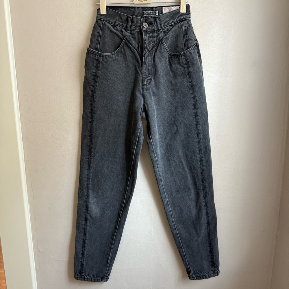 Vintage Bonjour 90s Black Mom Jeans High Rise Tapered 100% Cotton Size 6